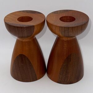 Vintage Wooden Candle Holders Made in Canada